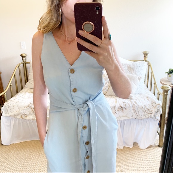 LAST Blue V Neck Summer Breeze Dress - Picture 2 of 6